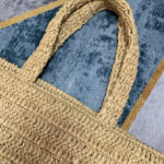 Saint Laurent Rive Gauche Supple Tote Bag In Raffia Crochet Apricot
